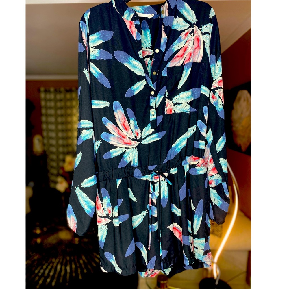 Feather printed romper